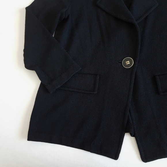 St. John Jeans Wool Blend Single Button Blazer Cardigan - Picture 2 of 7